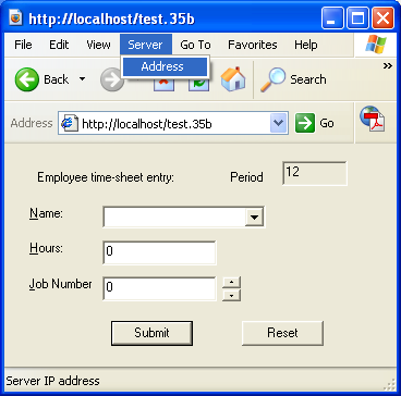Figure 94: Opening test.35b in internet Explorer browser - ActiveX document and Internet.