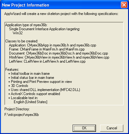 Visual C++, MFC and DHTML - Figure 17: MYEX36B project summary.