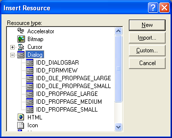 Inserting new dialog resource