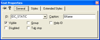 Setting The static text control