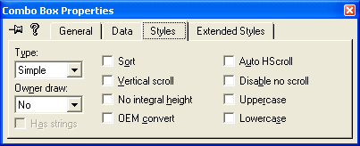 Modifying the Skill combo box properties
