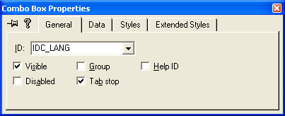 Modifying the Lang (language) combo box