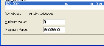 Setting the minimum and maximum value of the member variable for data validation