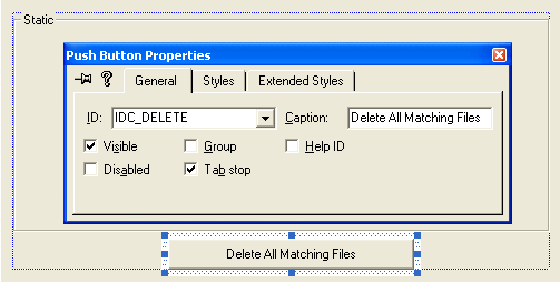 Modifying push button’s properties.