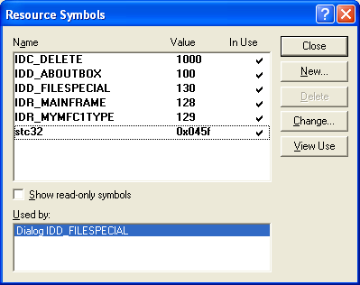 MYMFC10 resource symbols.