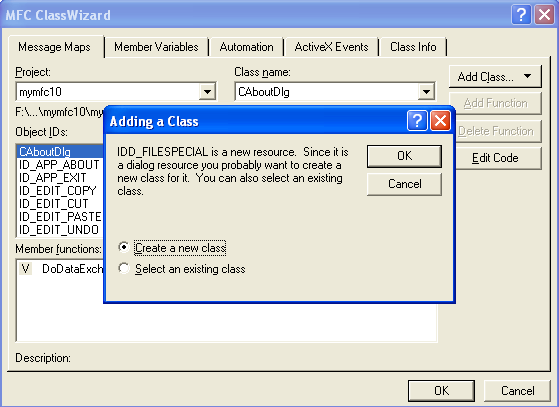 Creating the CSpecialFileDialog class.