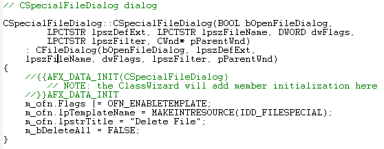 Visual C++ MFC code segment