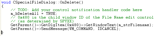 Visual C++ MFC code segment