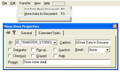 Adding and modifying the Store Data In Document menu properties.
