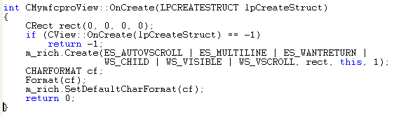 MFC Visual C++ code segment