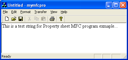 The new MYMFCPRO program output with property sheet.