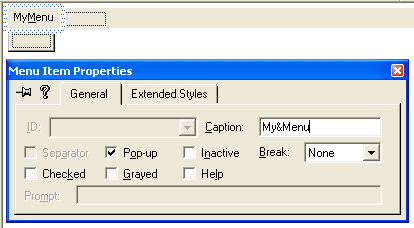 Adding and modifying new pop-up menu properties.