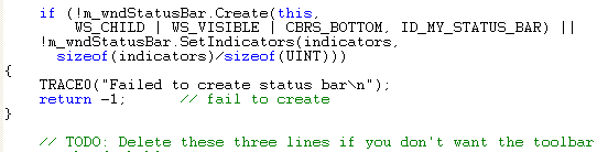 Visual C++ code segment