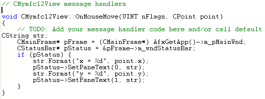 Visual C++ code segment