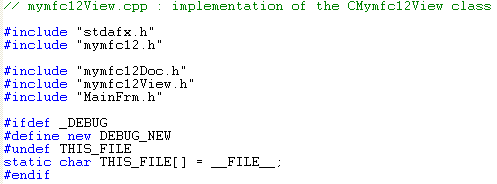 Visual C++ code segment