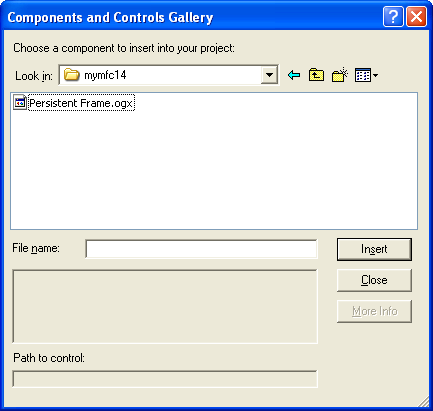 Persistent Frame.ogx file, the newly created class library.