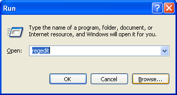 Launching the registry editor at command line.