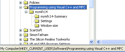 MYMFC14 project information in Registry.