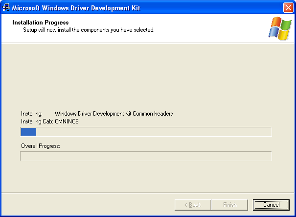 The Windows DDK installation begins