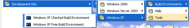 The Windows DDK start menu short cut