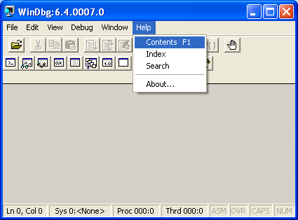 Invoking the WinDbg Help